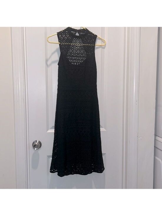 Kensie Dresses & Skirts - Kensie Black Midi Dress Size 2 zipper back button closure on neck lace